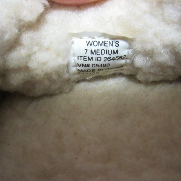 L.L. Bean Suede Leather Shearling Slippers Ribbon Womens 7 - Picture 10 of 10